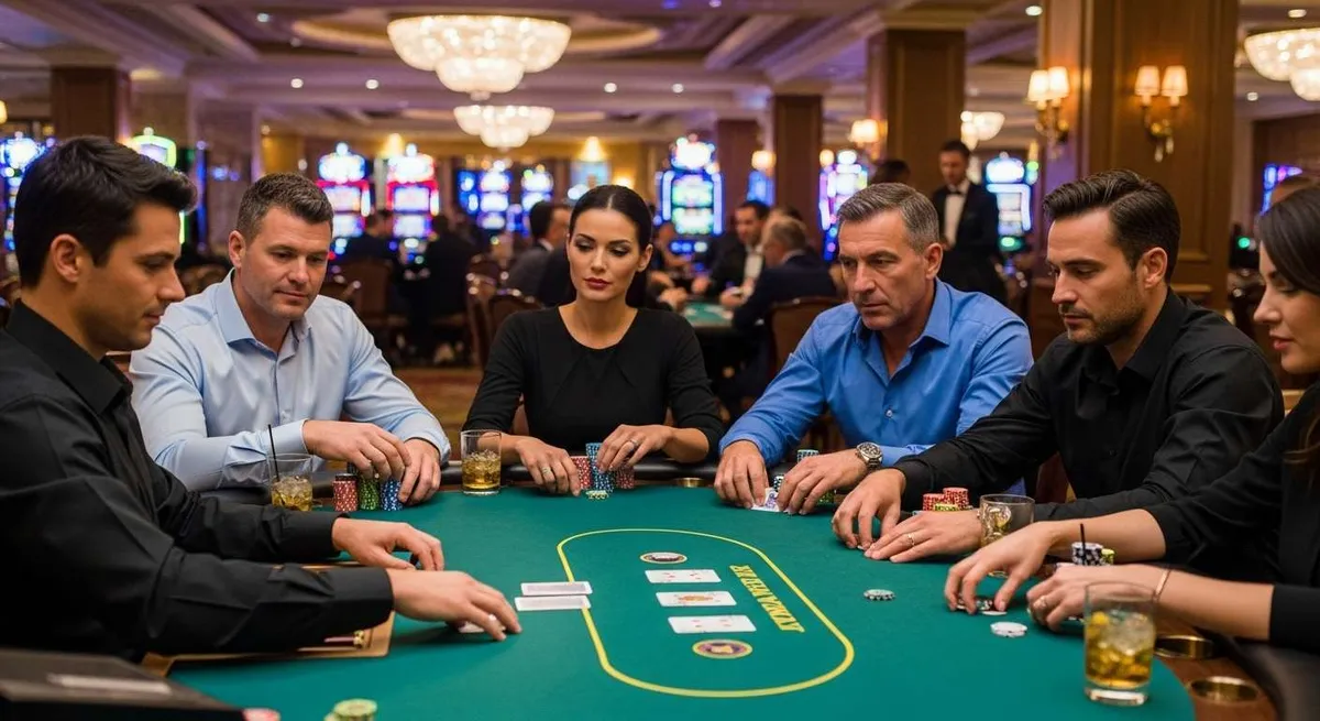 Instant Casino Giocatori di poker al tavolo verde del casinò